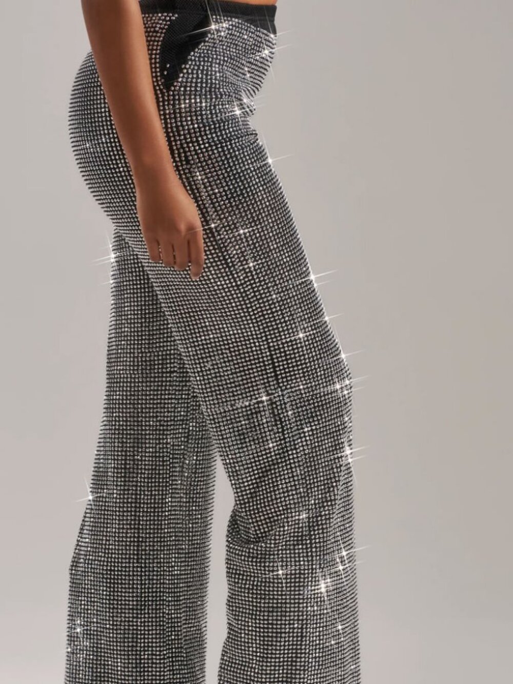 Akira Let It Go Rhinestone Wide Leg Party Pant - Picture 3 of 5